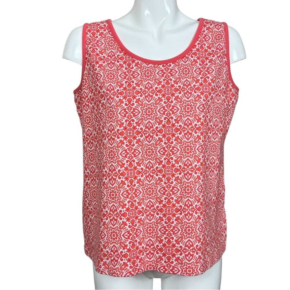 Lands’ End Coral Scoop Neck Cotton Tank Top Size XL